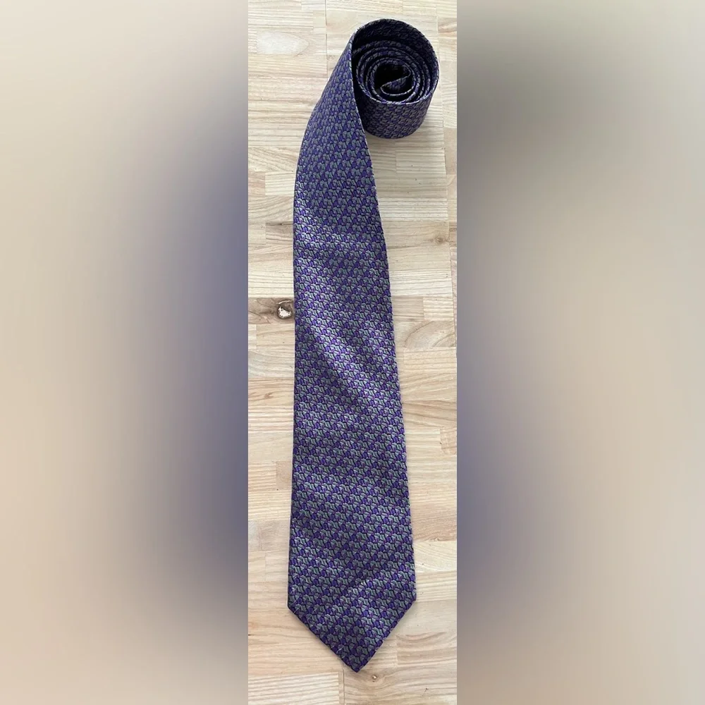 Charvet Designer 100% Silk Tie in a Beautiful Purple and Silver Color